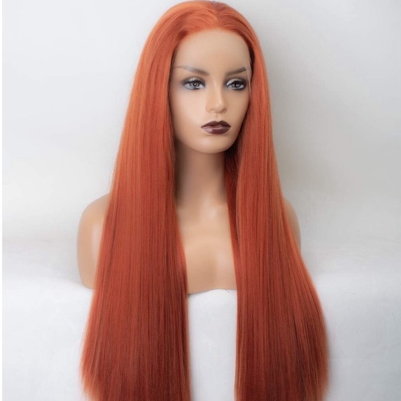✨24”  COPPER NATURAL STRAIGHT LACE FRONT WIG *NWT* main image 4